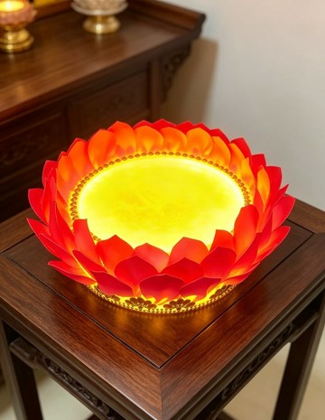 亞克力材質絲綢段花瓣蓮花台・祈福供燈・佛堂蓮花燈・溫暖心燈