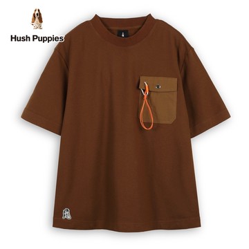 Hush Puppies 上衣 男裝素色異材質口袋漁夫帽狗寬版短袖上衣