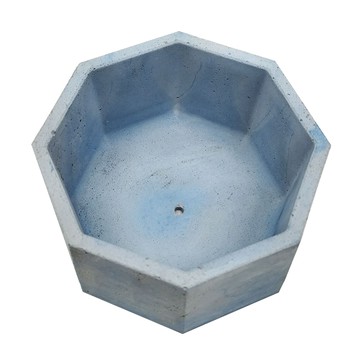 大八角水泥盆  莫蘭迪藍  15 x 13.5cm  1個
