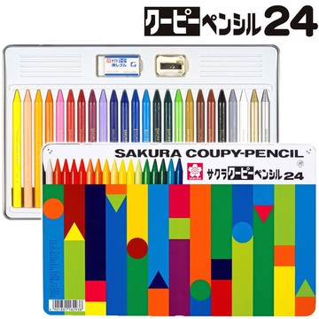 日本文具代購 - SAKURA 日本製蠟筆組(附削鉛筆器/橡皮擦)-24色