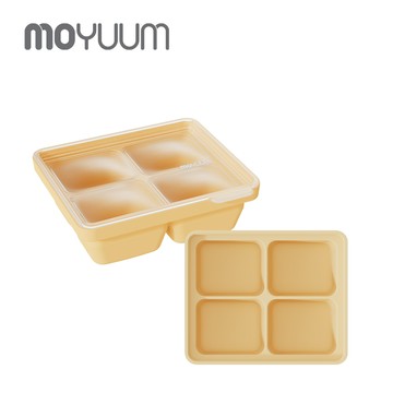 韓國 MOYUUM - 白金矽膠副食品分裝盒-4格-奶油黃