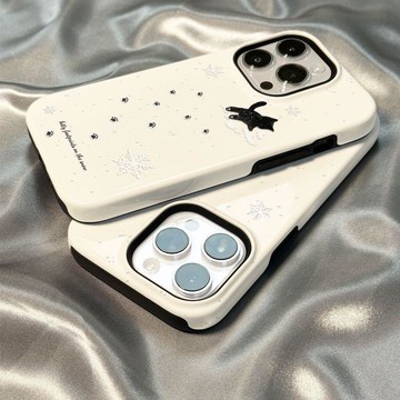 踏雪腳印貓咪防摔iPhone17PROMAX手機殼16Plus蘋果1514韓版二合一