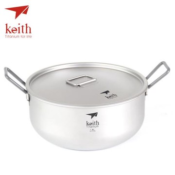 keith鎧斯1.8L鈦鍋戶外自駕純鈦野營野餐團體火鍋雙耳湯鍋TI6015