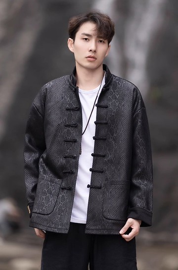 東方美學 中國風盤扣蟒紋夾克