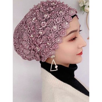 莉麥億紗巾頭巾帽回帽子蕾絲遮發帽新款包頭帽蓋頭女回頭套紗巾帽