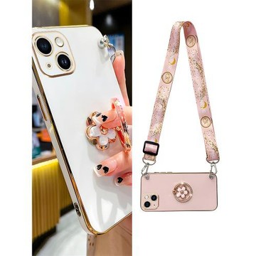 適用蘋果13手機殼花朵指環支架iPhone12鏡頭全包11promax高出屏幕14pro防摔硅膠16斜挎15plus可背xs/xr帶掛繩