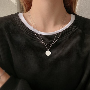 925純銀雙層疊戴項鏈女夏2021年新款潮長款衛衣鏈小眾設計感吊墜