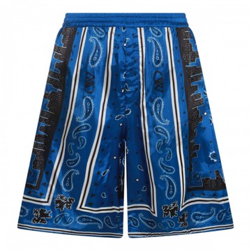 Off-white - Blue Multicolour Viscose Bandana Shorts 46
