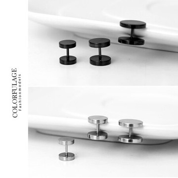 男生耳環 圓形黑中性鋼製耳針耳環 好搭配個性單品 【ND181】單顆