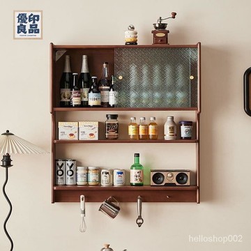 公司貨 免運 可開發票【免運】實木掛壁式吊櫃廚房墻壁櫃墻上儲物櫃餐邊櫃掛墻懸空置物櫃北歐 實木櫃 收納櫃工廠直銷 全館八折 售後保障 5y96