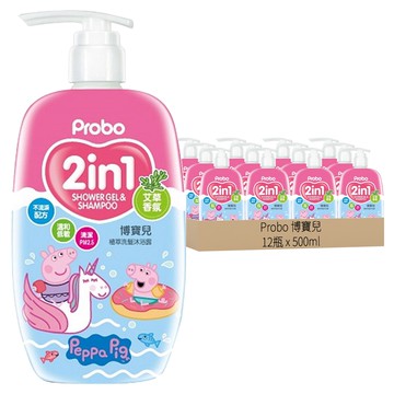 Probo 博寶兒 植萃洗髮沐浴露 佩佩豬 艾草香氛  500ml  12瓶