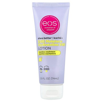 EOS, Shea Better™ 24 小時保濕補水乳，香草羊絨，2.5 液量盎司（74 毫升）