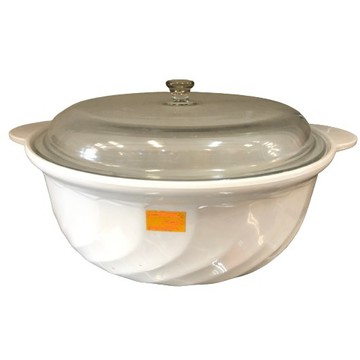 【大正餐具批發】法國 樂美雅 強化玻璃 電磁直火兩用 附蓋白色斜紋煮鍋 4.5L 燉鍋 火鍋 湯鍋