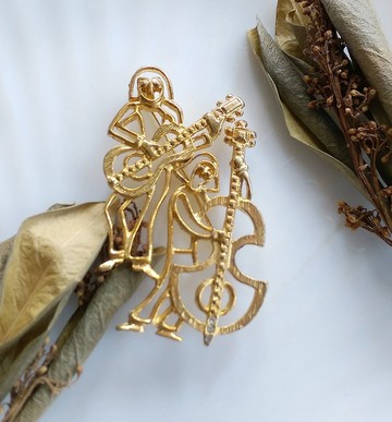 Vintage Jewelry  音樂人 吉他 大提琴 大型 別針  胸針