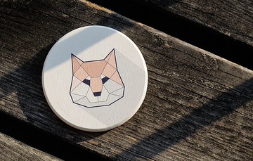 珪藻土吸水杯墊 鋼鐵柴犬