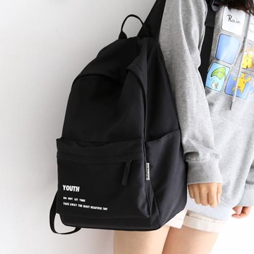 明星同款簡約大容量背包男雙肩包黑色書包女大學生背包女雙肩百搭