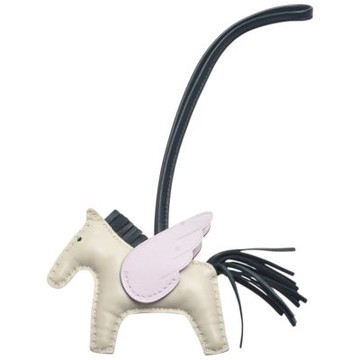 HERMES RODEO MM 馬兒造型拼色小羊皮鑰匙圈/吊飾(迷你-粉/灰白/綠)