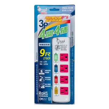 電精靈電腦延長線/4開4插/9尺/PKK-344B/條