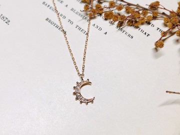 【Moriarty Jewelry】- 搖滾月亮 - 14K 玫瑰金  小鑽項鍊