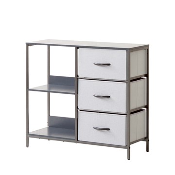 【Amos】布藝鐵灰兩層三抽收納置物架鐵灰