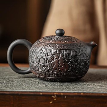 紫陶手工浮雕百福西施壺壺大容量茶壺云南陶瓷茶具功夫泡茶神器