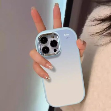 【硅膠】適用蘋果17promax手機殼16pm暈染藍海彩繪iPhone15pro新女款14高級感13情侶11簡約x全包防摔16軟