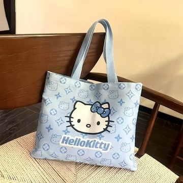 Kitty托特包🎀 新款Kitty夏天輕便百搭外出卡通手提上班時尚雜物帆布包 Kitty手提包 Kitty帆布包 側背包