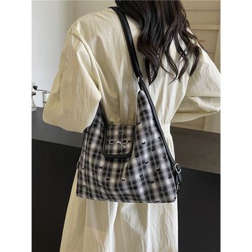 休閑大容量包包女士2024夏季新款學院風通勤雙肩后背包單肩托特包