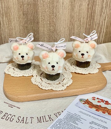 奶油熊杯子蛋糕蠟燭 / 奶油熊 /杯子蛋糕/生日禮物/聖誕節禮物