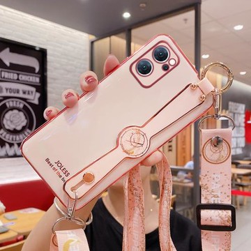 OPPOReno7手機殼腕帶opporeno7pro硅膠套reno7se軟殼全包Por防摔外殼opreno7女款網紅電鍍新款斜跨背肩支架潮