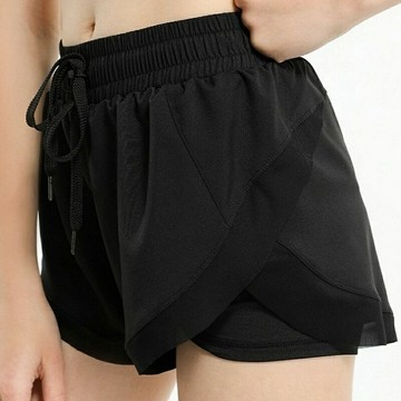 現貨+預購 高腰運動褲短褲緊身褲瑜珈褲內搭褲-抽繩寬鬆假兩件女褲子3色74ky19【獨家進口】【米蘭精品】