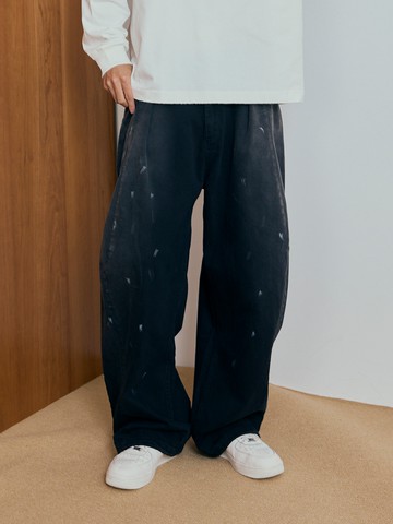 水洗漸層寬鬆牛仔長褲