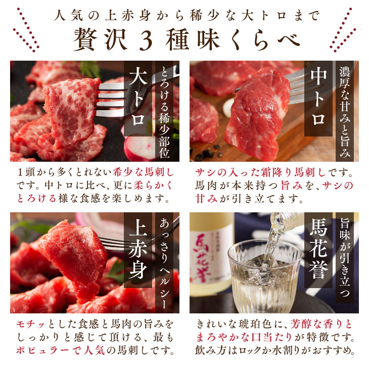 「馬刺し＋焼酎　晩酌 詰め合わせ (松)」  冷凍便  馬肉 詰め合わせ  お歳暮　帰省暮