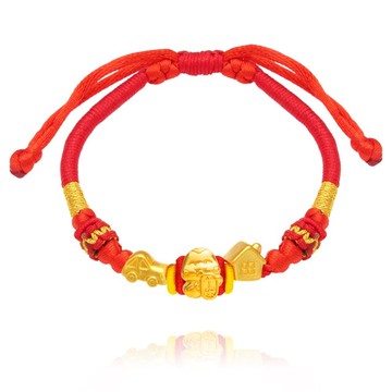 【童樂繪金飾】蛇麼都有-有車有房 兒童紅繩手鍊 約重0.13錢