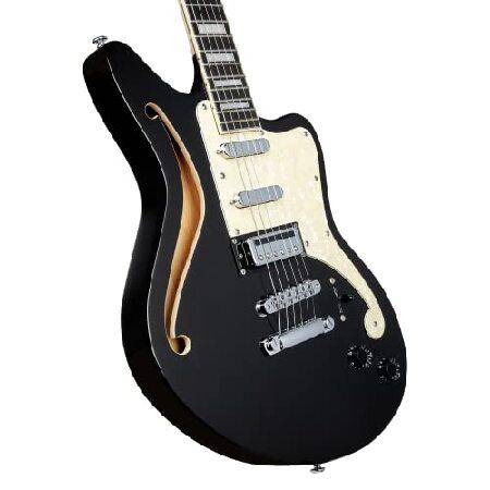 D'Angelico String Semi-Hollow-Body Electrical Guitar, Right, Black Flake (DAPBEDSHBLFCS)