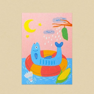 魚的''ㄩ''/孔版印刷明信片/注音符號明信片