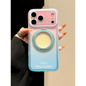 蘋果18Promax手機殼iphone17新款藍粉漸變暈染磨砂二合一帶360旋轉支架16簡約ins風15防摔14保護套