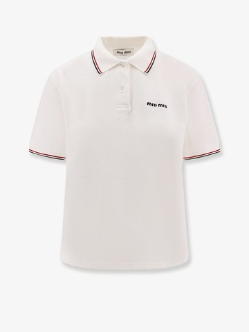 Piqué polo shirt with logo embroidery - MIU MIU - gender_Woman