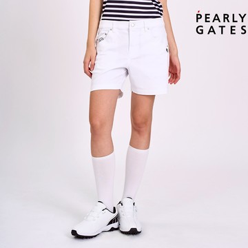 【ṔEARLY GATES】女款白色彈力材質修身設計腿部曲線展現短褲 JLV82302