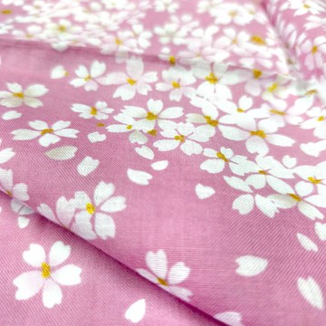 復古日繫手帕：粉色櫻花花卉印花 19 x 19 英吋