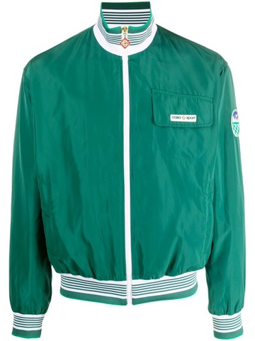 Casablanca - logo-patch track jacket - men - Cotton/Polyester/Polyester - L - Green