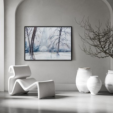 冬雪 • 艾菲爾鐵塔 - 冷色調/冬天/銀灰/艾菲爾鐵塔/複製畫/裝飾