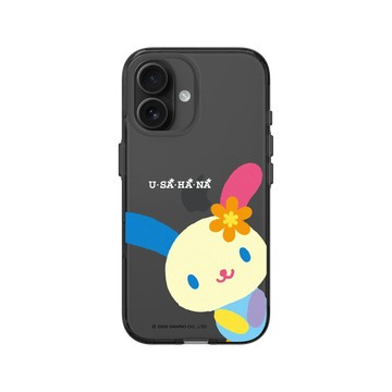 iPhone 16 Clear (相機按鈕) 酷墨灰 - 三麗鷗-花小兔 Usahana - Hi！花小兔