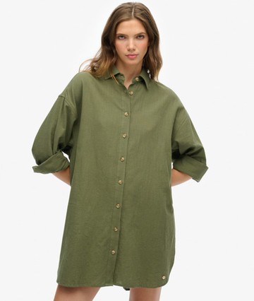 Superdry Women's Ibiza Longline Beach Shirt Green Size: 8