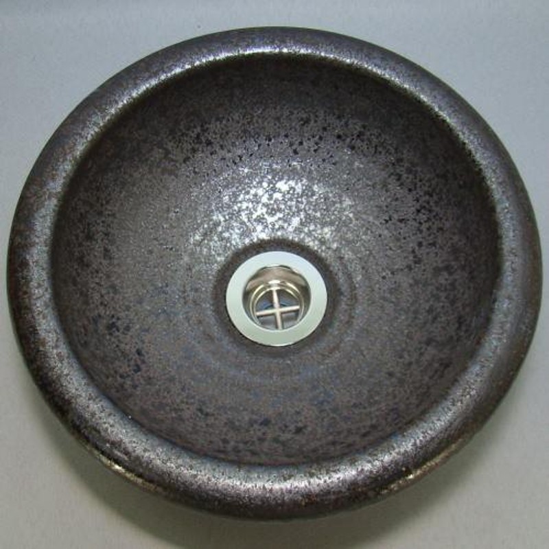 φ250×H95 黒釉ツバ付（ミニ）手洗い器 信楽焼 陶器 手洗器 手洗い鉢