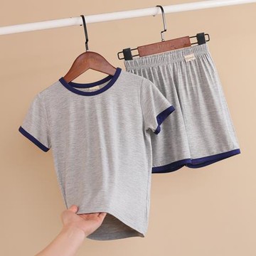 兒童莫代爾短袖短褲套裝夏季男女童半袖T恤休閑家居服中大童睡衣