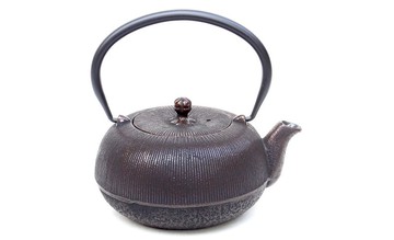 南部鐵器 茶壺 平丸千筋 0.7L 棕色 日本製