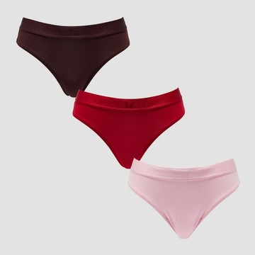 MP Women's Mid Rise Bikini Brief (3 Pack) - Blush/Rose Red/Fudge - XS