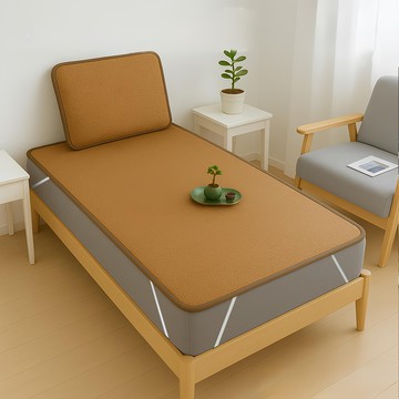 Amance 雅曼斯 經典亞藤涼蓆 + 枕蓆  楬黃色  單人  涼感墊 + 涼感枕組