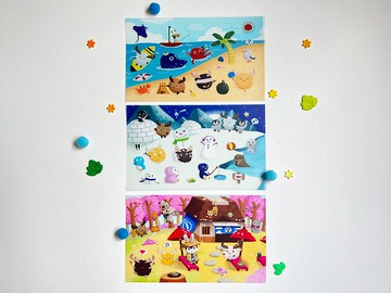 高質感透明防水貼紙-小鹿開開之春夏冬組合 Clear Sticker